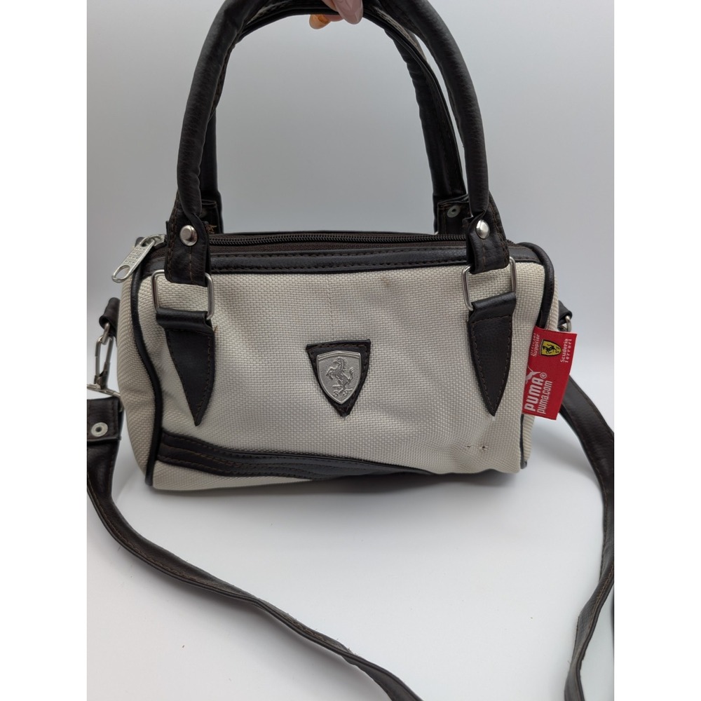 PUMA x Ferrari Handbag Crossbody Purse Y2K F1 Racing Motorsport Cream Brown